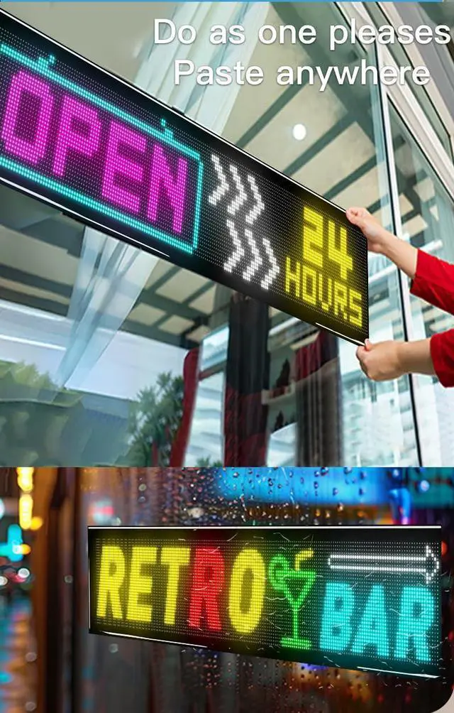 Alt view image 2 of 7 - Flexible LED Display Screen, IP65 Waterproof PU+FPCB Material, Remote & App Control, for Indoor Advertising, Shop Window, Car Dealership Decoration (36.6 x 7.9in)