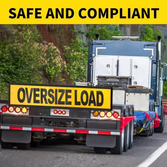 Alt view image 5 of 7 - Oversize Load Signs for Trucks 2 Pack Oversized Loaded Banner,4 Red Flag Warning with Bungee Hook Products with Metal Hooks and Stretch Cord for Guard Vehicles, Cars, Trucks,18" x 84"(Flag and Banner)