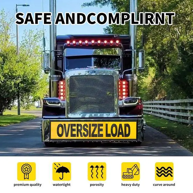 Alt view image 6 of 7 - Oversize Load Signs for Trucks 2 Pack Oversized Loaded Banner,4 Red Flag Warning with Bungee Hook Products with Metal Hooks and Stretch Cord for Guard Vehicles, Cars, Trucks,18" x 84"(Flag and Banner)