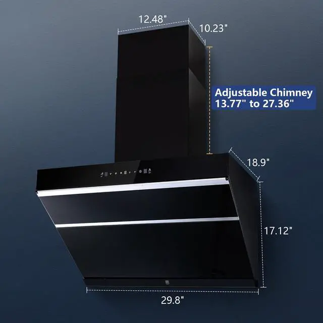 Alt view image 3 of 3 - Range Hood Black Two-Piece Chimney Cover for USCX08T75 Wall Mount Range Hood