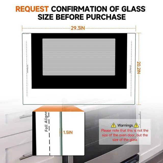 Alt view image 3 of 7 - 316452758 Oven Outer Door Glass Compatible with Frigidaire/Kenmore/Crosley | Replaces 316452719, 4583012, AP6284729, PS12175974, EAP12175974 & More - 29.3" x 20.2" Tempered Glass