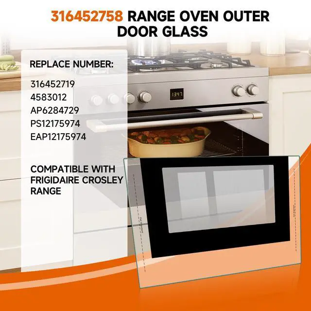 Alt view image 4 of 7 - 316452758 Oven Outer Door Glass Compatible with Frigidaire/Kenmore/Crosley | Replaces 316452719, 4583012, AP6284729, PS12175974, EAP12175974 & More - 29.3" x 20.2" Tempered Glass
