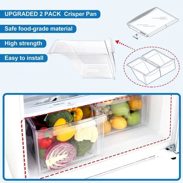 Alt view image 5 of 7 - 2 PACK Upgrade 240337103 Refrigerator Crisper Drawer Replacement | for Frigidaire Kenmore Refrigerator Drawer Replacement, Frigidaire Drawer Replacement for AP2115741, 240337100, 240337102