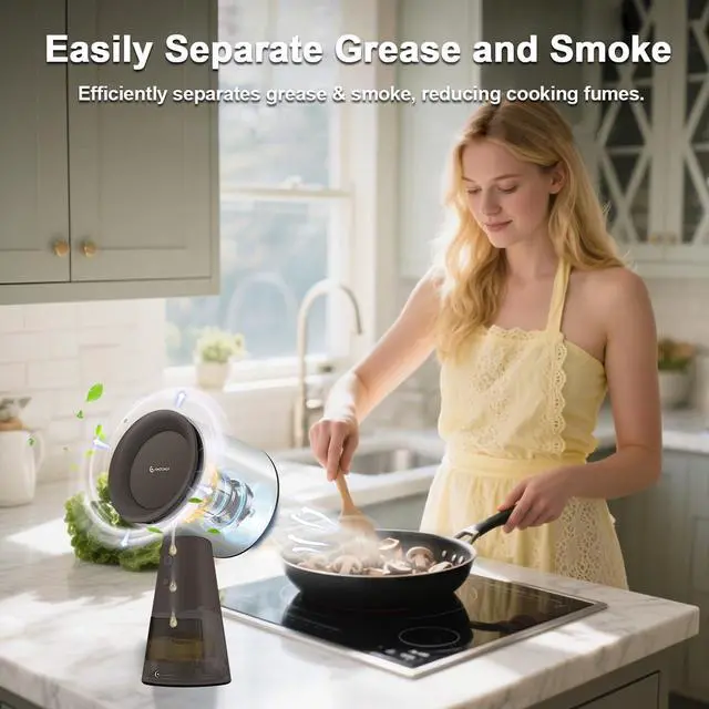 Alt view image 2 of 7 - Portable Range Hood, 3 Speed Kitchen Exhaust Fan with Light, Low Noise, Detachable Aluminum Filter, Oil Collection Cup,Desktop Range Hood for Indoor BBQ, RV, Apartment