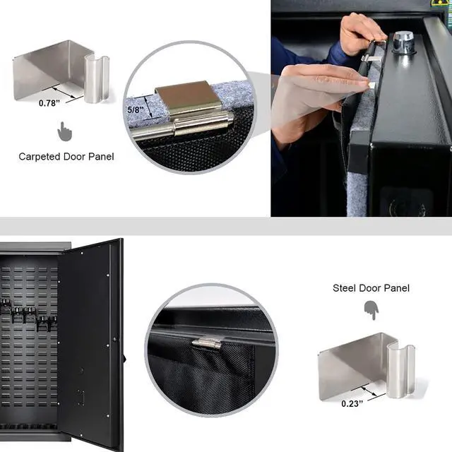 Alt view image 3 of 7 - Gun Safe Door Panel Organizer 16.5W*47H, Adjustable Width to 22 inch, Pistols and Documents Storage Solution