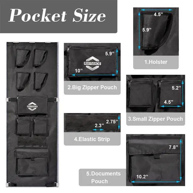 Alt view image 4 of 7 - Gun Safe Door Panel Organizer 16.5W*47H, Adjustable Width to 22 inch, Pistols and Documents Storage Solution