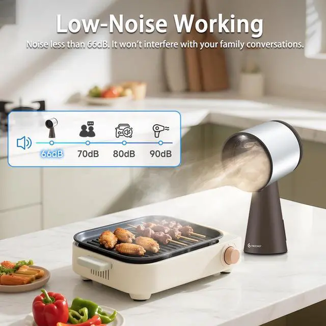 Alt view image 4 of 7 - Portable Range Hood, 3 Speed Kitchen Exhaust Fan with Light, Low Noise, Detachable Aluminum Filter, Oil Collection Cup,Desktop Range Hood for Indoor BBQ, RV, Apartment