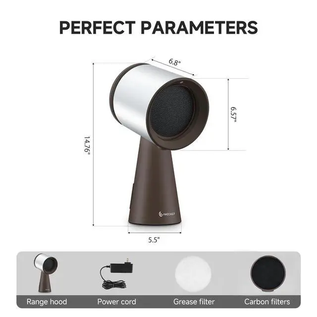 Alt view image 7 of 7 - Portable Range Hood, 3 Speed Kitchen Exhaust Fan with Light, Low Noise, Detachable Aluminum Filter, Oil Collection Cup,Desktop Range Hood for Indoor BBQ, RV, Apartment