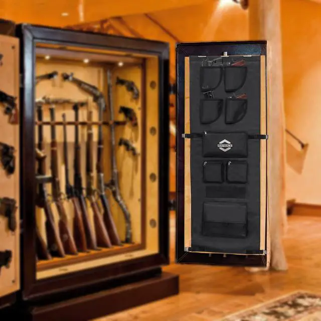 Alt view image 7 of 7 - Gun Safe Door Panel Organizer 16.5W*47H, Adjustable Width to 22 inch, Pistols and Documents Storage Solution