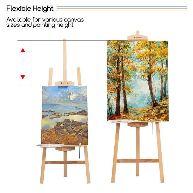 Alt view image 4 of 7 - Beechwood Lyre Easel Tripod - Adjustable Art Paint Easel with Brush Holder, Washer & Metal Stand, Perfect for Painting, Display, Wedding Sign