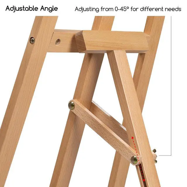 Alt view image 5 of 7 - Beechwood Lyre Easel Tripod - Adjustable Art Paint Easel with Brush Holder, Washer & Metal Stand, Perfect for Painting, Display, Wedding Sign