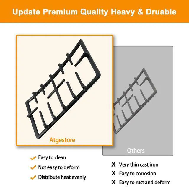 Alt view image 4 of 6 - AEB73125001 Stove Grates Replacement Parts for LG Range Grate 19.61x10.6 Cast Iron Grate LRG3061BD LRG3091ST LG Gas Stove Burner Grate Surface Cooktop Side Burner Grate Wok Rack