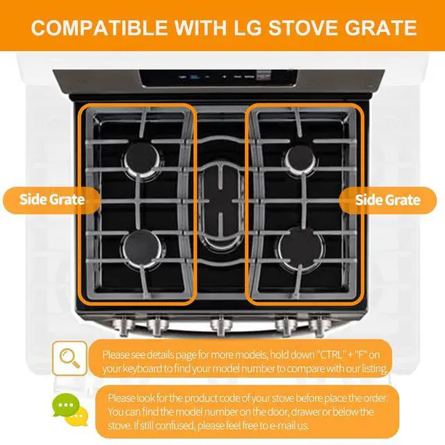 Alt view image 5 of 6 - AEB73125001 Stove Grates Replacement Parts for LG Range Grate 19.61x10.6 Cast Iron Grate LRG3061BD LRG3091ST LG Gas Stove Burner Grate Surface Cooktop Side Burner Grate Wok Rack