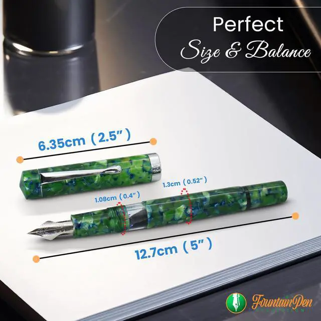 Alt view image 2 of 7 - FPR Jaipur V2 Jade Piston Fill Refillable Fountain Pen for Writers | Ultra Flex Nib, Cracked Ice Acrylic Body, Ebonite Feed, Twist-On Closure, 4 mm to 2 mm Line Variation