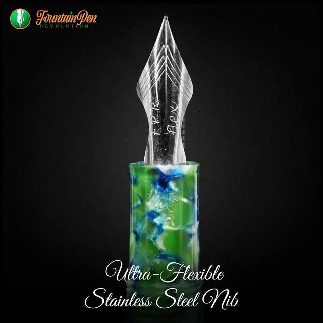 Alt view image 4 of 7 - FPR Jaipur V2 Jade Piston Fill Refillable Fountain Pen for Writers | Ultra Flex Nib, Cracked Ice Acrylic Body, Ebonite Feed, Twist-On Closure, 4 mm to 2 mm Line Variation