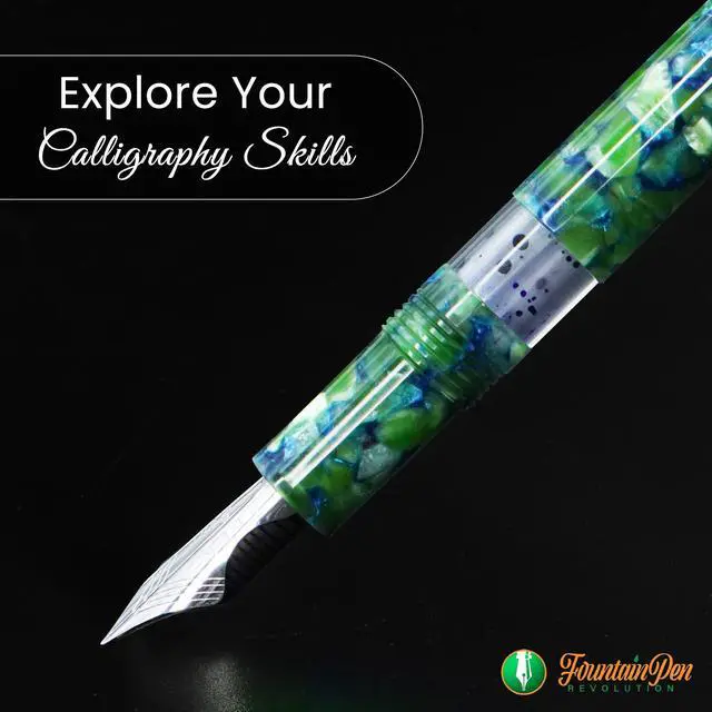 Alt view image 5 of 7 - FPR Jaipur V2 Jade Piston Fill Refillable Fountain Pen for Writers | Ultra Flex Nib, Cracked Ice Acrylic Body, Ebonite Feed, Twist-On Closure, 4 mm to 2 mm Line Variation