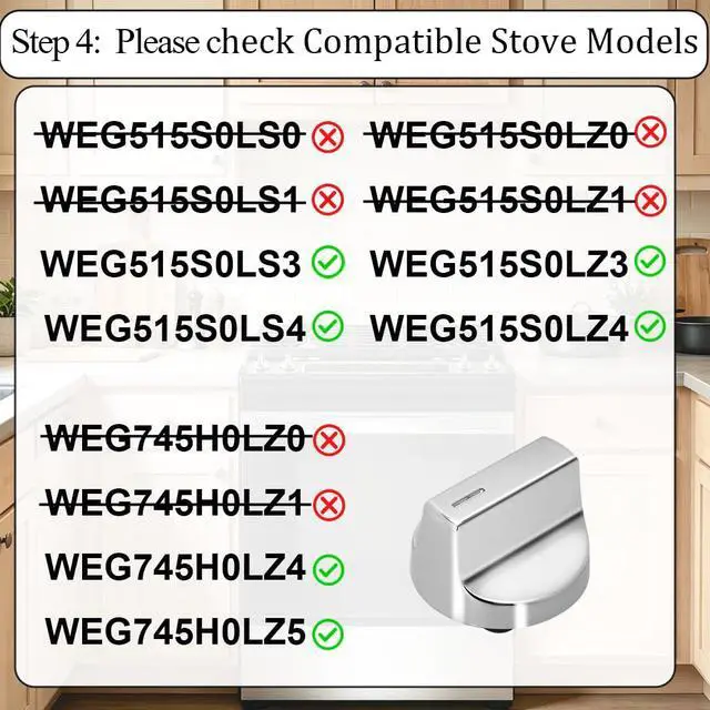 Alt view image 5 of 6 - W11687171 Knobs for Whirlpool WEG515S0LS3 WEG515S0LS4 WEG515S0LZ3 | WEG515S0LZ4 WEG745H0LZ4 WEG745H0LZ5 Gas Stove Replaces Part for W11513755 Knobs