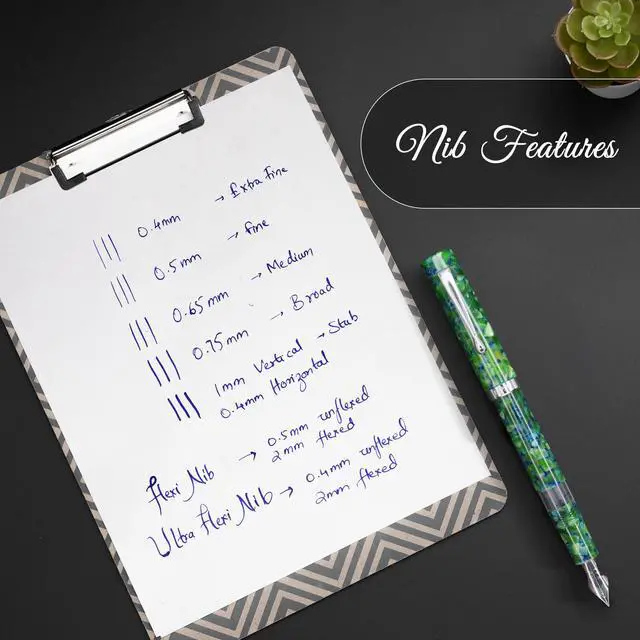 Alt view image 7 of 7 - FPR Jaipur V2 Jade Piston Fill Refillable Fountain Pen for Writers | Ultra Flex Nib, Cracked Ice Acrylic Body, Ebonite Feed, Twist-On Closure, 4 mm to 2 mm Line Variation