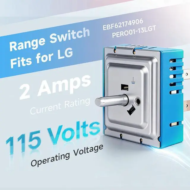 Alt view image 5 of 7 - EBF62174906 Infinite Control Switch for LG Electric Range Oven Surface Element Replacement PER001-13LG PER001-13S T EBF62174902 EBF62174904