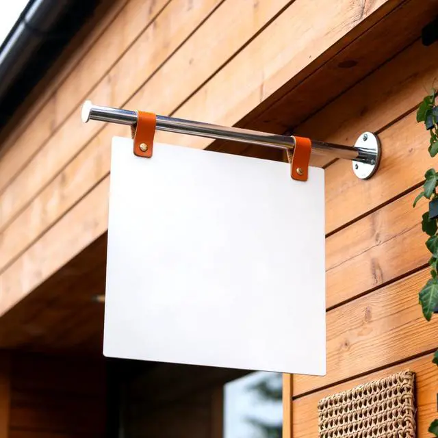 Main image of Blank Metal Hanging Sign Board for Business Storefront, Commercial Grade Side Mount Sign with Wall Bracket & Hardware, Unprinted DIY Metal Sign Base for Café, Restaurant, Retail Shop
