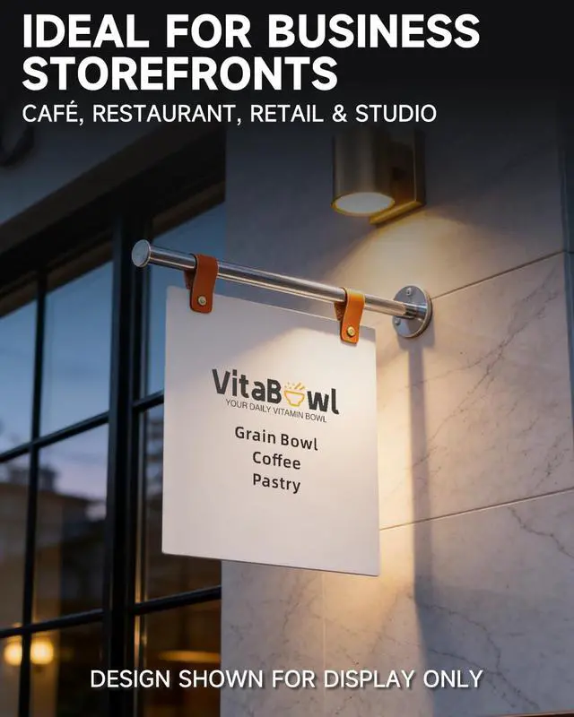 Alt view image 3 of 7 - Blank Metal Hanging Sign Board for Business Storefront, Commercial Grade Side Mount Sign with Wall Bracket & Hardware, Unprinted DIY Metal Sign Base for Café, Restaurant, Retail Shop