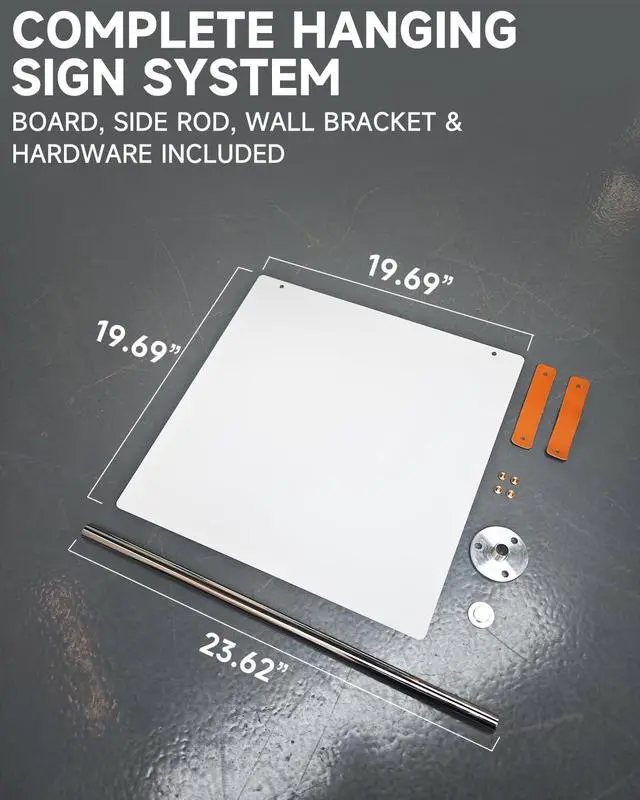 Alt view image 5 of 7 - Blank Metal Hanging Sign Board for Business Storefront, Commercial Grade Side Mount Sign with Wall Bracket & Hardware, Unprinted DIY Metal Sign Base for Café, Restaurant, Retail Shop