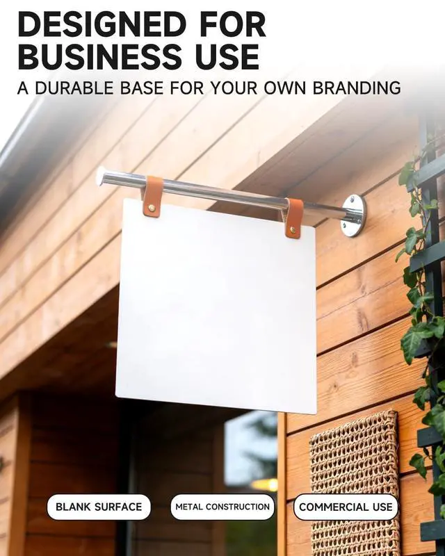 Alt view image 6 of 7 - Blank Metal Hanging Sign Board for Business Storefront, Commercial Grade Side Mount Sign with Wall Bracket & Hardware, Unprinted DIY Metal Sign Base for Café, Restaurant, Retail Shop