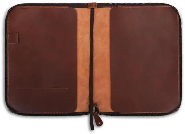 Main image of Full Grain Leather Notebook Cover, 8.5x11 Zippered Journal - Tan | Full grain leather, refillable, fits 8.5x11 spiral or Cahier XXL, handmade, durable zipper