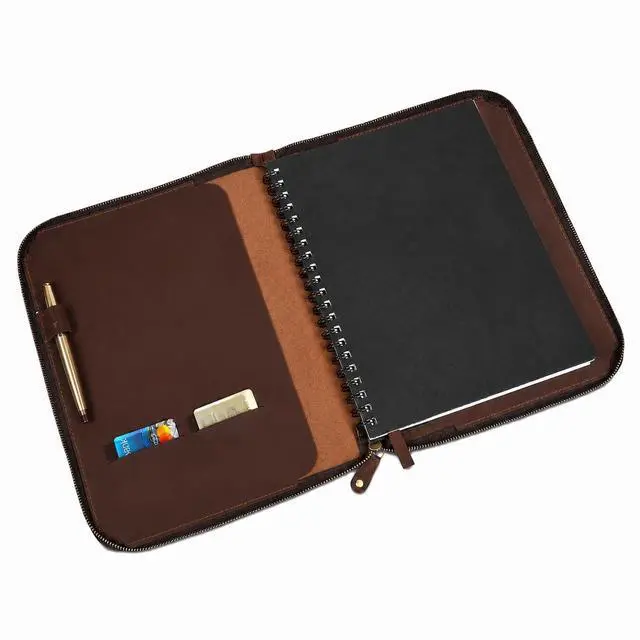 Alt view image 3 of 7 - Full Grain Leather Notebook Cover, 8.5x11 Zippered Journal - Tan | Full grain leather, refillable, fits 8.5x11 spiral or Cahier XXL, handmade, durable zipper