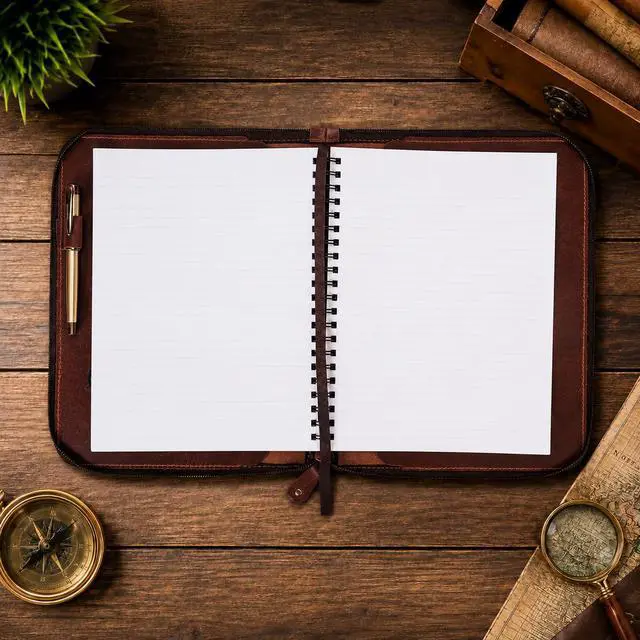 Alt view image 2 of 7 - Full Grain Leather Notebook Cover, 8.5x11 Zippered Journal - Tan | Full grain leather, refillable, fits 8.5x11 spiral or Cahier XXL, handmade, durable zipper