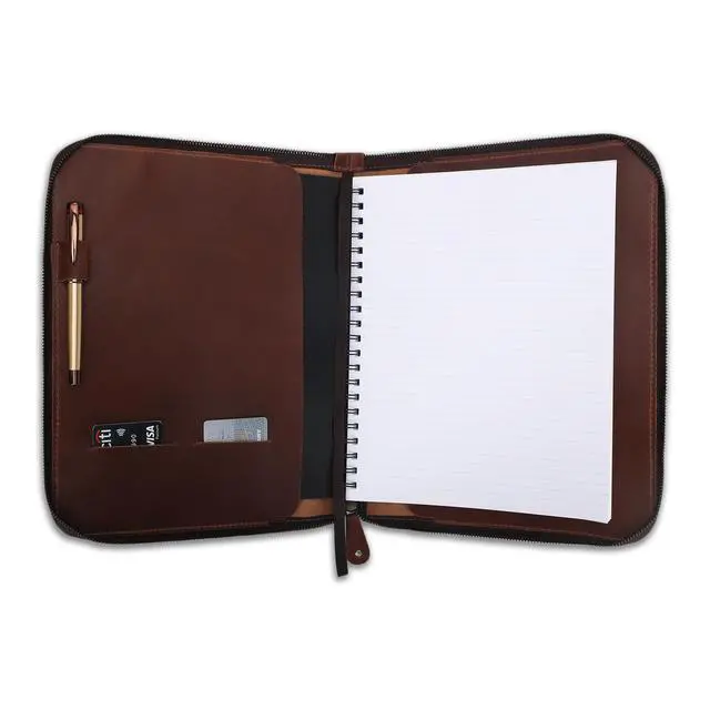 Alt view image 7 of 7 - Full Grain Leather Notebook Cover, 8.5x11 Zippered Journal - Tan | Full grain leather, refillable, fits 8.5x11 spiral or Cahier XXL, handmade, durable zipper
