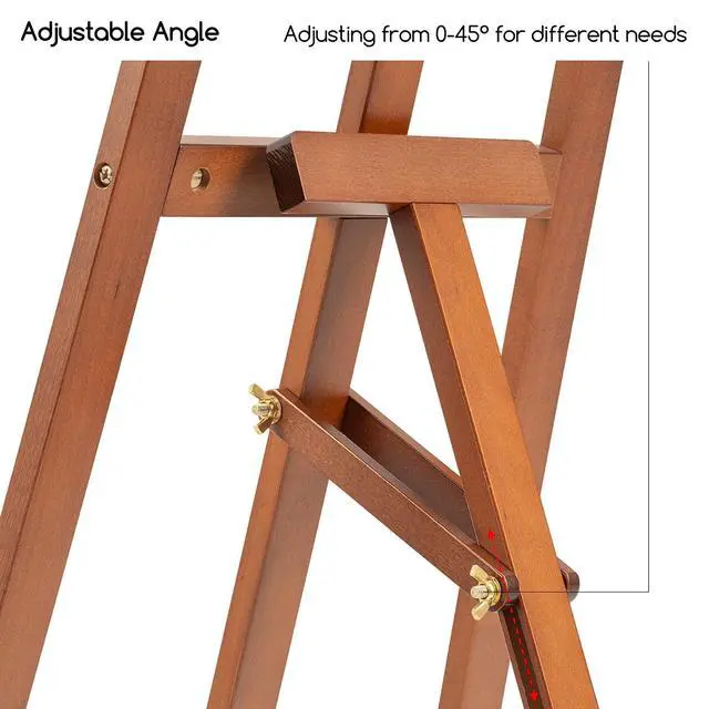Alt view image 5 of 7 - Easel Stand for Painting: A Frame Wooden Display Easel Stand for Canvas up to 59", Adjustable Lyre Beech Wood Artist Easel with Brush Holder, Washer for Painting, Display, Wedding Sign, Walnut