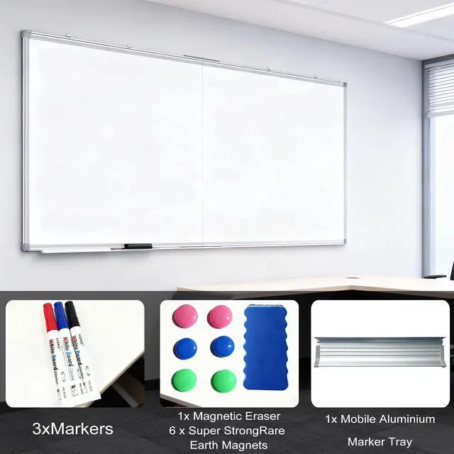 Alt view image 5 of 6 - Magnetic Dry Erase White Board - Large Foldable Portable 60" x 36" Double Sided Whiteboard Silver Aluminum Frame Marker Board, Hanging Wall Mounted for Office Home School