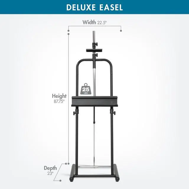 Alt view image 3 of 6 - Deluxe Easel - Black 22.5" W x 23" D x 87.75" H