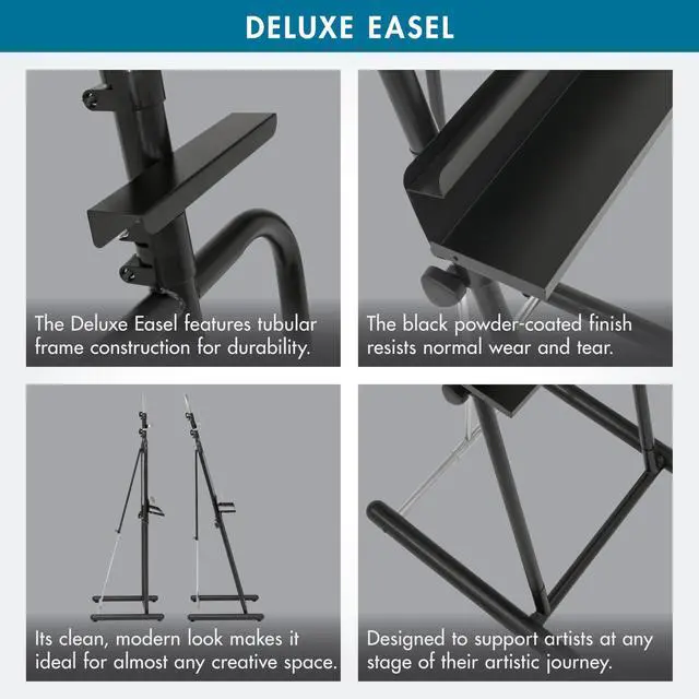 Alt view image 4 of 6 - Deluxe Easel - Black 22.5" W x 23" D x 87.75" H
