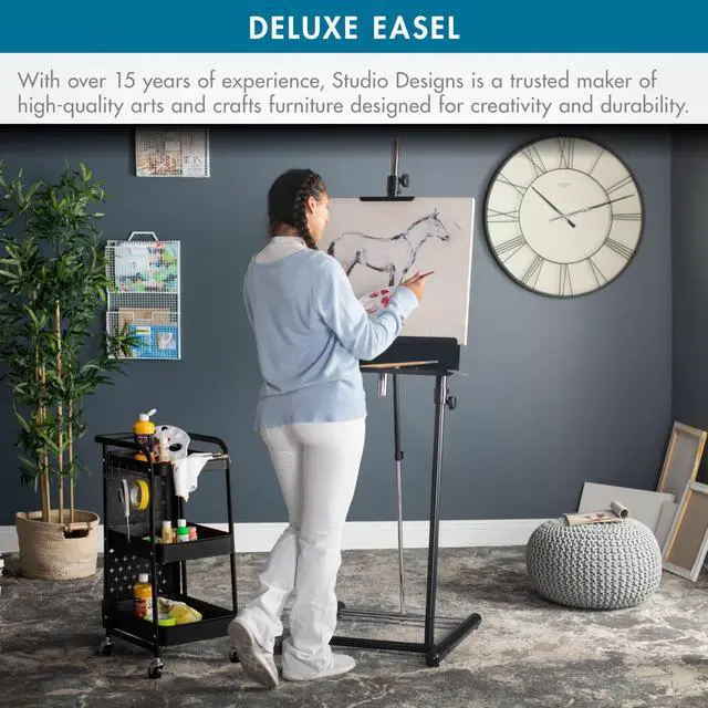 Alt view image 6 of 6 - Deluxe Easel - Black 22.5" W x 23" D x 87.75" H