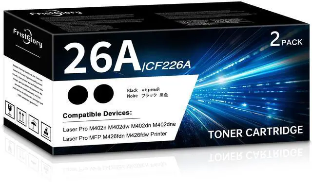 Main image of 26A CF226A High Yield Toner Cartridge (Black, 2-Pack) | Compatible 26A CF226A Black Toner Cartridge Replacement for LaserPro M402d M402dw M402dne; LaserPro MFP M426dw M426fdw M427dw