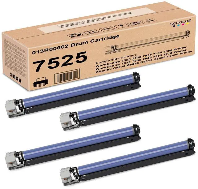 Main image of 013R00662 Drum Cartridge/7525 Drum Unit 4-Pack Replacement for Xerox WorkCentre 7525 7530 7535 7545 7556 7830 7835 7845 7855 7970 EC7836 EC7856 EC8036 EC8056 AltaLink C8030 C8035 C8045 C8055 Printer
