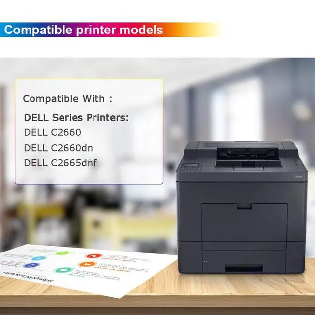 Alt view image 2 of 7 - C2660 Toner Cartridge Compatible for Dell C2660 C2660dn C2665dnf, 4 Pack | Replacement for Dell C2660dn C2660dnf Printer Ink 593-BBBU 593-BBBT 593-BBBS 593-BBBR
