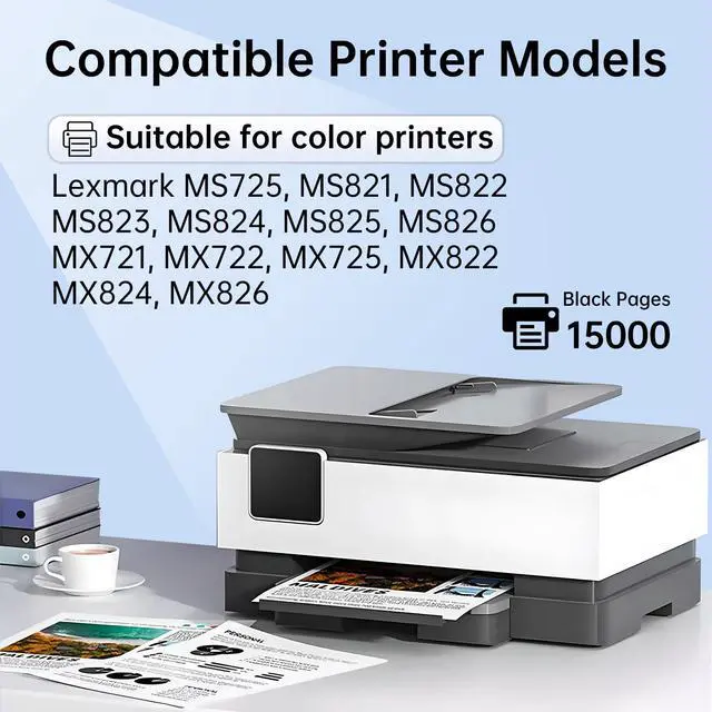Alt view image 2 of 7 - 58D1H00 58D1H0E Toner Cartridge Compatible for Lexmark 58D1H00 MS821 MS822 | 58D1H0E 58D1000 Toner for Lexmark MS823 MS824 MS825 MS826 MX721 MX722 MX725 MX822 MX824 MX826 MS725 Laser Printer