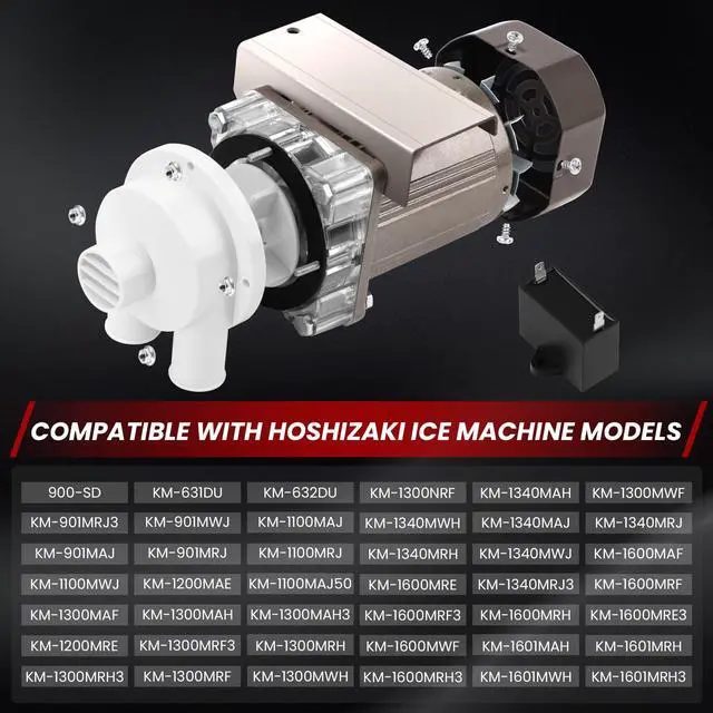 Alt view image 2 of 7 - S-0731 Ice Machine Motor,Water Pump Assembly Kit | Compatible with Hoshizaki 900-SD, KM-1300M, KM-1600M Series Ice Machines,120V 60W Water Pump Motor Assembly with Plug Service