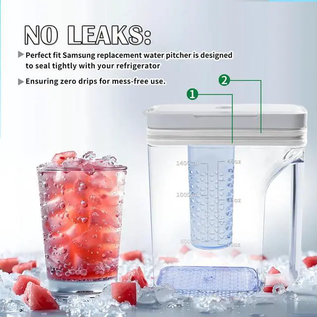 Alt view image 3 of 7 - DA97-20587B Refrigerator Water Pitcher for Samsung Fridge Water Pitcher | Upgraded Water Tank Compatible With Samsung Fridge RF28T5021SR, RF28T5021SG, Double Sealing Fridge Water Reservoir, No Leak