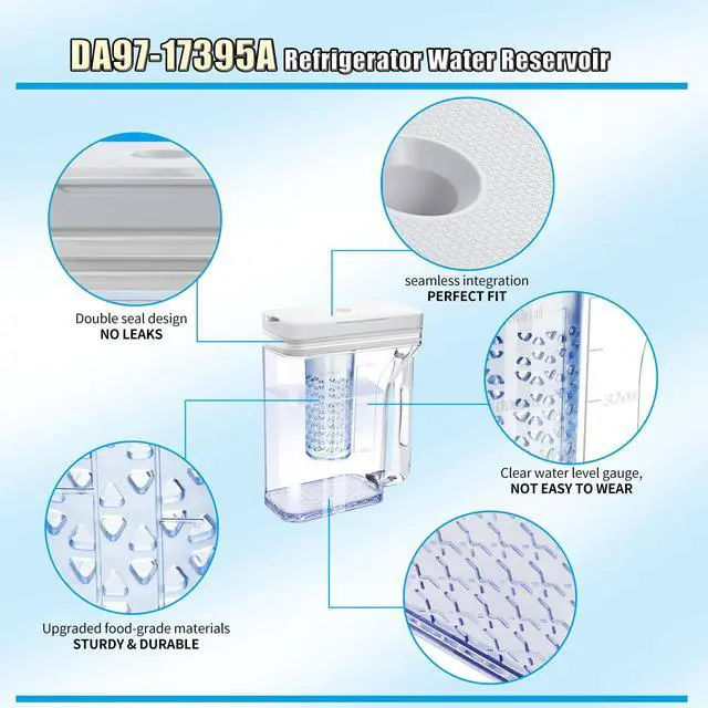 Alt view image 5 of 7 - DA97-20587B Refrigerator Water Pitcher for Samsung Fridge Water Pitcher | Upgraded Water Tank Compatible With Samsung Fridge RF28T5021SR, RF28T5021SG, Double Sealing Fridge Water Reservoir, No Leak