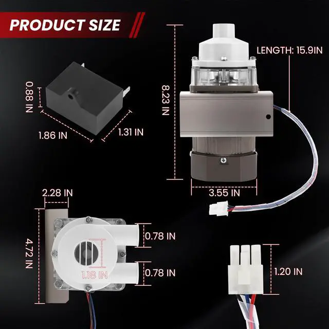 Alt view image 7 of 7 - S-0731 Ice Machine Motor,Water Pump Assembly Kit | Compatible with Hoshizaki 900-SD, KM-1300M, KM-1600M Series Ice Machines,120V 60W Water Pump Motor Assembly with Plug Service