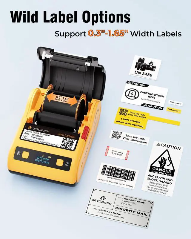 Alt view image 4 of 7 - DT5150P 300DPI Industrial Thermal Transfer Label Printer, Rechargeable Colorfast Label Maker, Fade/Sun/High-Low Temp Resistant, for Outdoor & Job Sites, Mobile APP & PC Editor Compatible