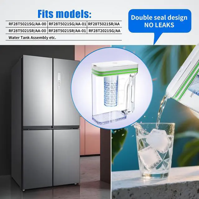 Alt view image 5 of 7 - DA97-20587B Refrigerator Water Pitcher for Samsung Fridge Water Pitcher | Upgraded Water Tank Compatible With Samsung Fridge RF28T5021SR, RF28T5021SG, Double Sealing Fridge Water Reservoir, No Leak