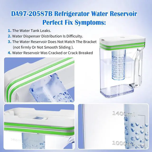 Alt view image 7 of 7 - DA97-20587B Refrigerator Water Pitcher for Samsung Fridge Water Pitcher | Upgraded Water Tank Compatible With Samsung Fridge RF28T5021SR, RF28T5021SG, Double Sealing Fridge Water Reservoir, No Leak