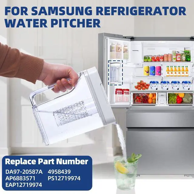 Alt view image 3 of 7 - DA97-20587A Refrigerator Water Pitcher for Samsung Modes RF22R7351SR | Water Tank Assembly Compatible with Samsung Refrigerator Models RF28R7351SG RF28R7351DT RF22R7351DT RF28R6221SR