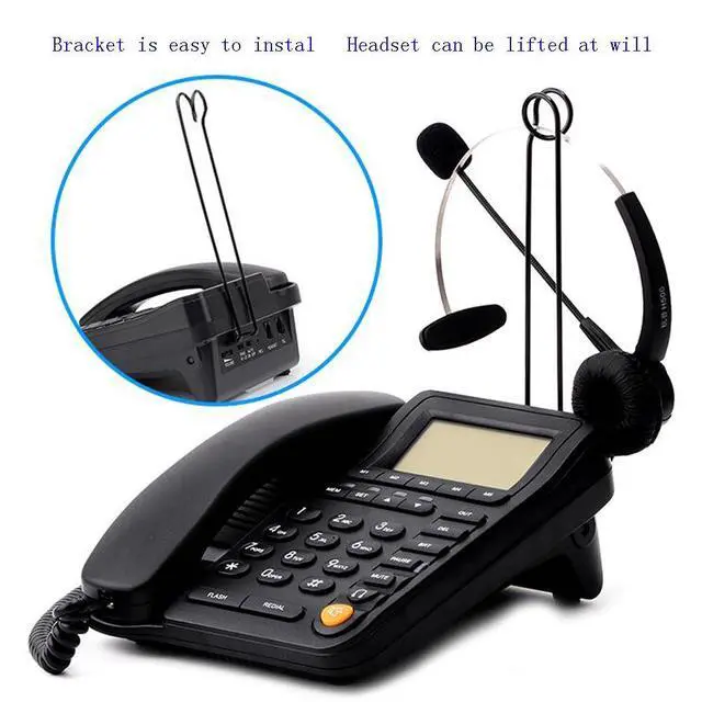 Alt view image 2 of 5 - Home Office Corded Phone with Caller ID, LK-P017B Call Center Phones with Headset, Landline Telephone for Business Desktop Phone with Extra-Large Buttons and Display Screen