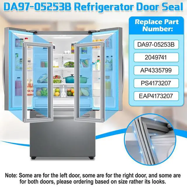 Alt view image 2 of 7 - Upgraded DA97-05253B Refrigerator Door Gasket Compatible with Samsung Refrigerator Door Seal Parts RF260BEAESR RF261BEAESR RF263BEAESR AP4335799 PS4173207 French Door Gasket Fridge Seal Replacement